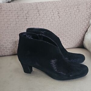 David Tate Black Suede Ankle Booties